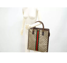 Load image into Gallery viewer, GUCCI Vintage Handbag Tote Shelly line Unisex  leather Brown
