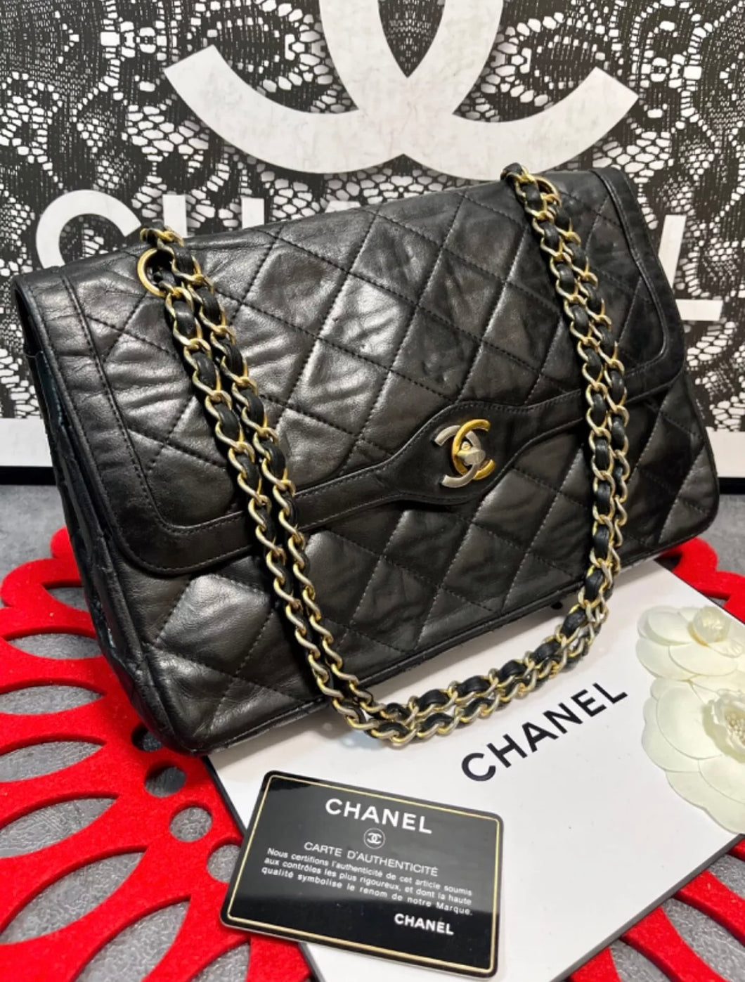 CHANEL Paris Limited Double Flap Quilted Lambskin Shoulder Bag